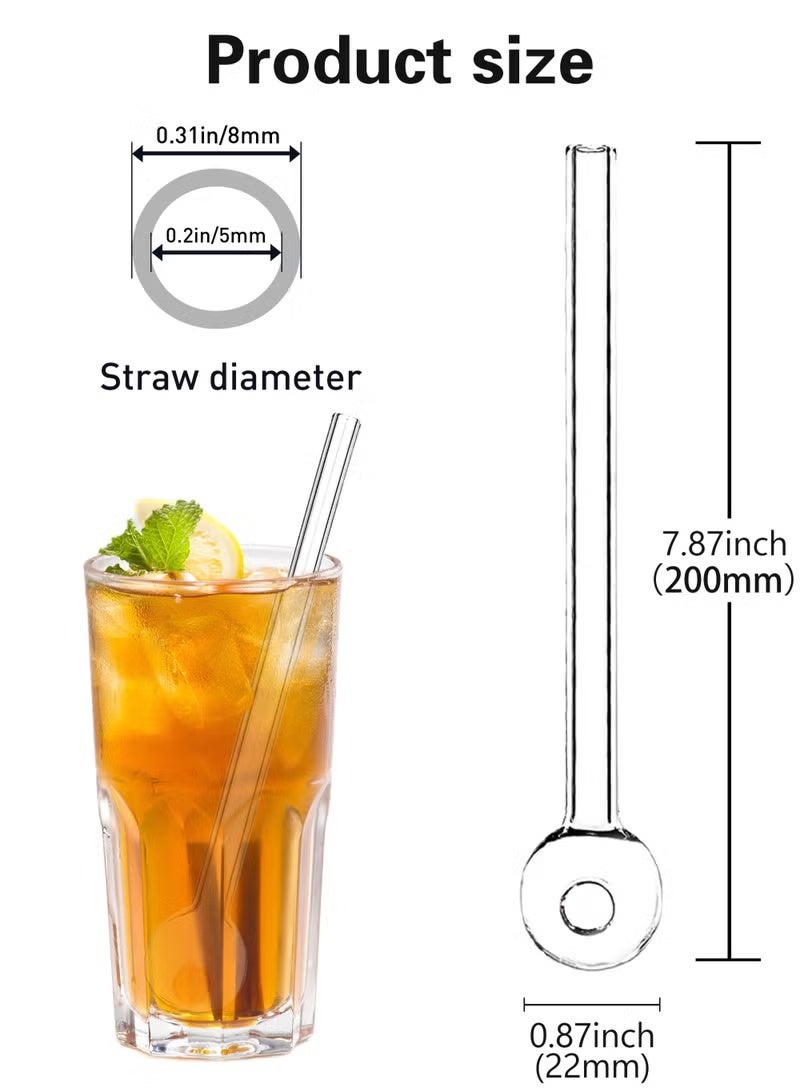 10 Pack Breakproof Glass Straws, Clear Glass Straws, Durable Reusable Glass Straws with 3 Cleaning Brushes for Drinks, Herbs, Smoothies, Aromatherapy, 20cm - Image 3